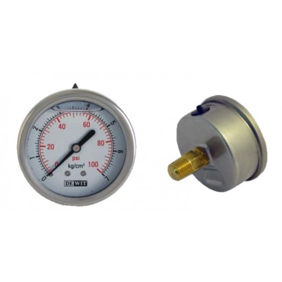 MANOMETRO DE 2 1/2" CONEX. POST. 1/4"  CAJA DE ACE. INOX.
